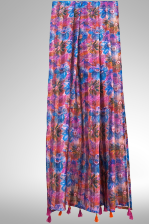 Multicolor Floral Printed casual chanderi silk dupatta