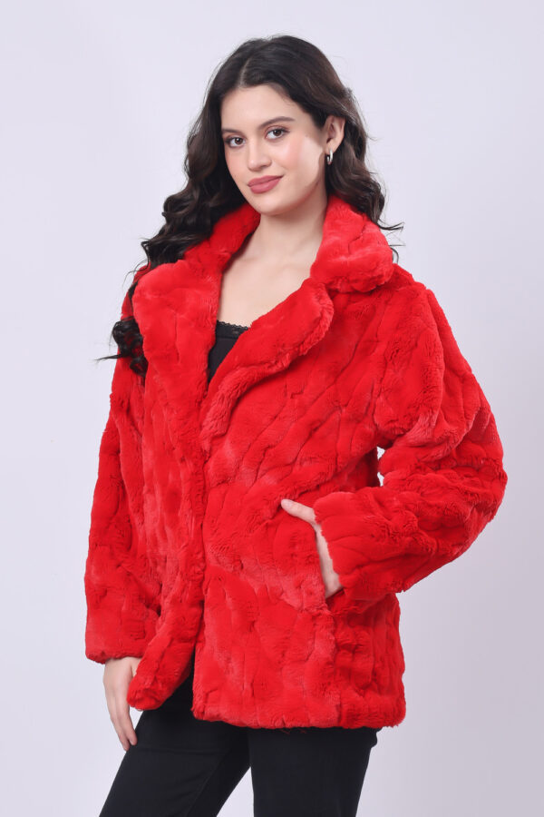 Red Fluffy Fur Jacket for women - Image 6