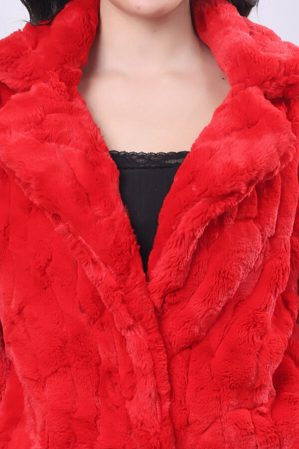 Red Fluffy Fur Jacket for women - Image 3