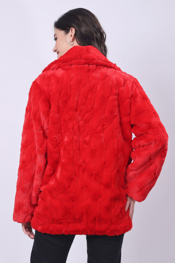 Red Fluffy Fur Jacket for women - Image 4