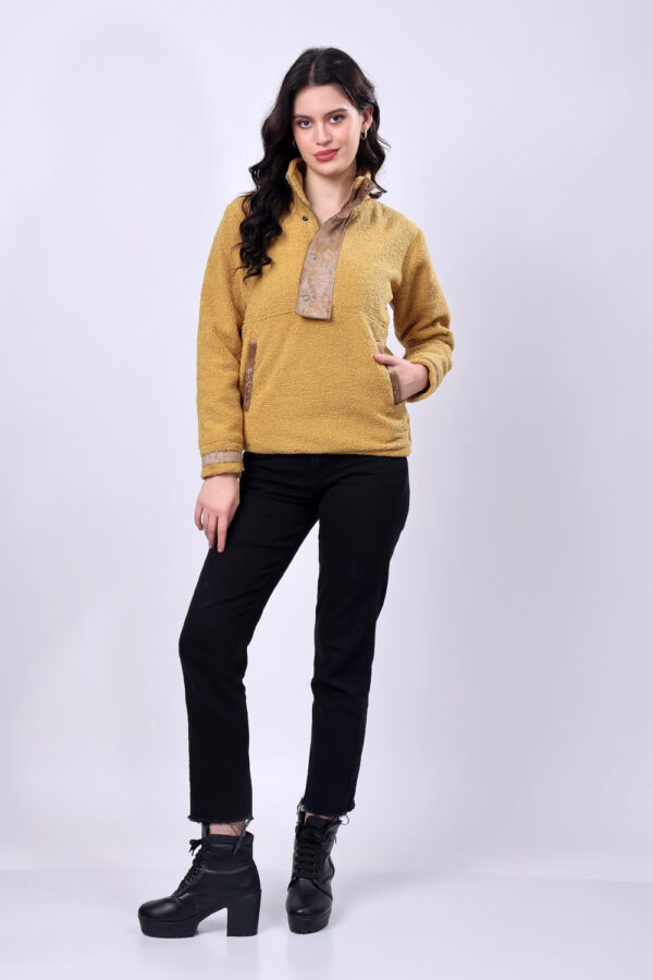 Mustard Sherpa Sweatshirt for women - Image 2