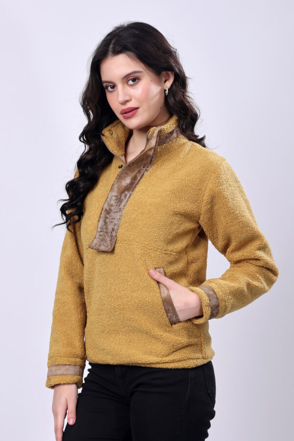 Mustard Sherpa Sweatshirt for women - Image 4