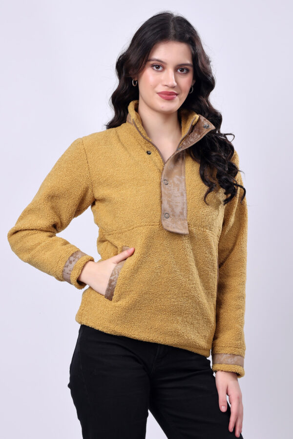 Mustard Sherpa Sweatshirt for women - Image 5