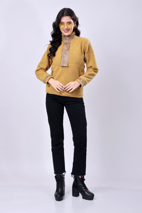 Mustard Sherpa Sweatshirt for women - Image 8