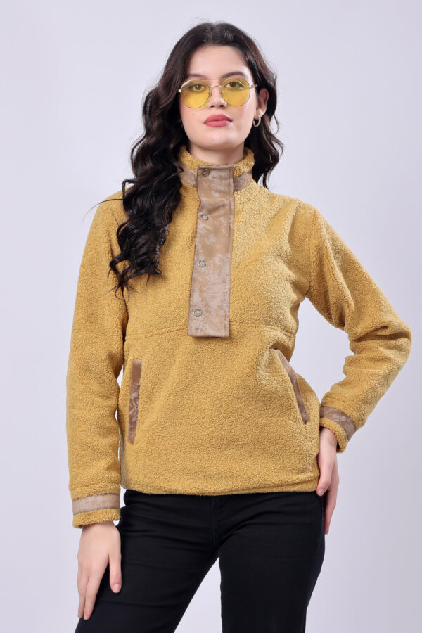 Mustard Sherpa Sweatshirt for women - Image 9
