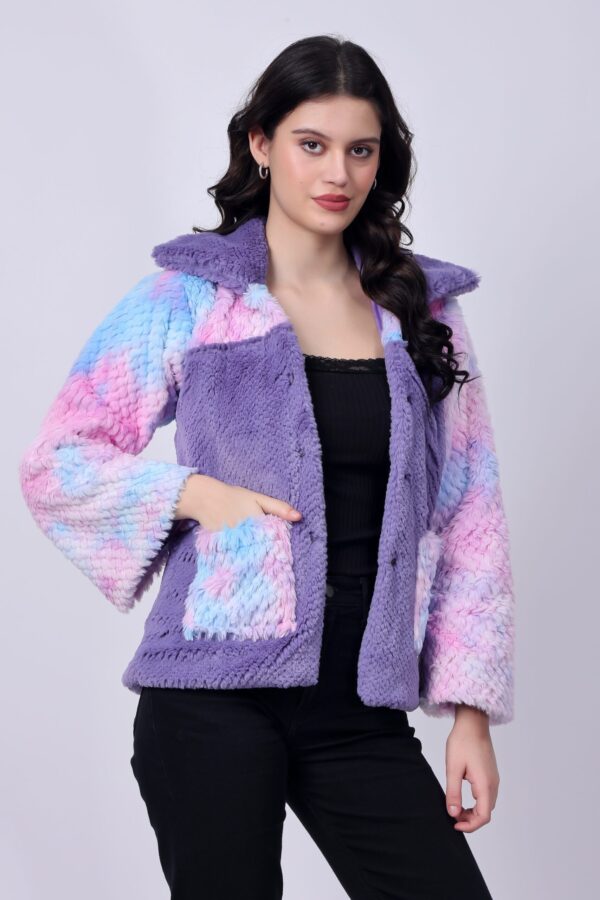 Purple Fluffy Fur Jacket for women - Image 8