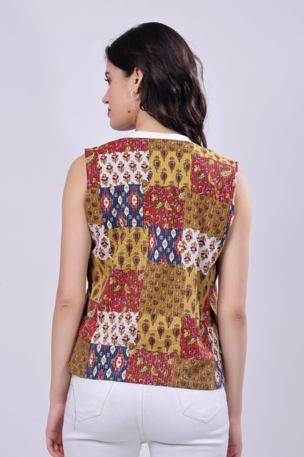 Mustard Yellow Cotton Ethnic printed Jacket for women - Image 5
