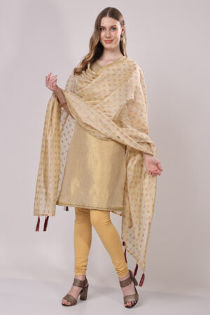 Off-White printed Chanderi Silk Dupatta