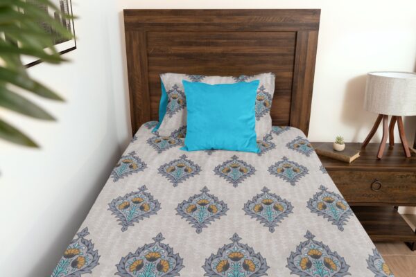 Haryana Hoops Single Size Floral printed Bedsheet with 1 Pillow Cover