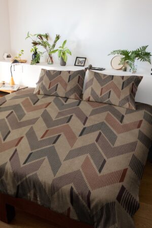 Haryana Hoops Queen Size Abstract printed Bedsheet with 2 Pillow Covers