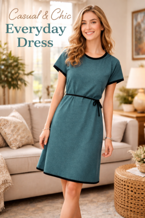 Solid Knee Length A-Line Dress