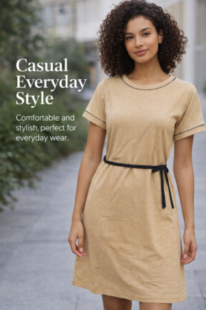 Solid Knee Length A-Line Dress