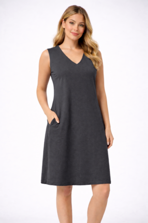 Solid Knee Length A-Line Dress