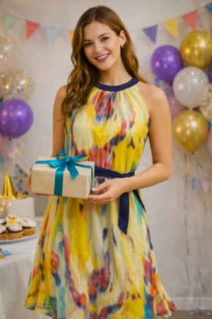 Multi color georgette flare Dress